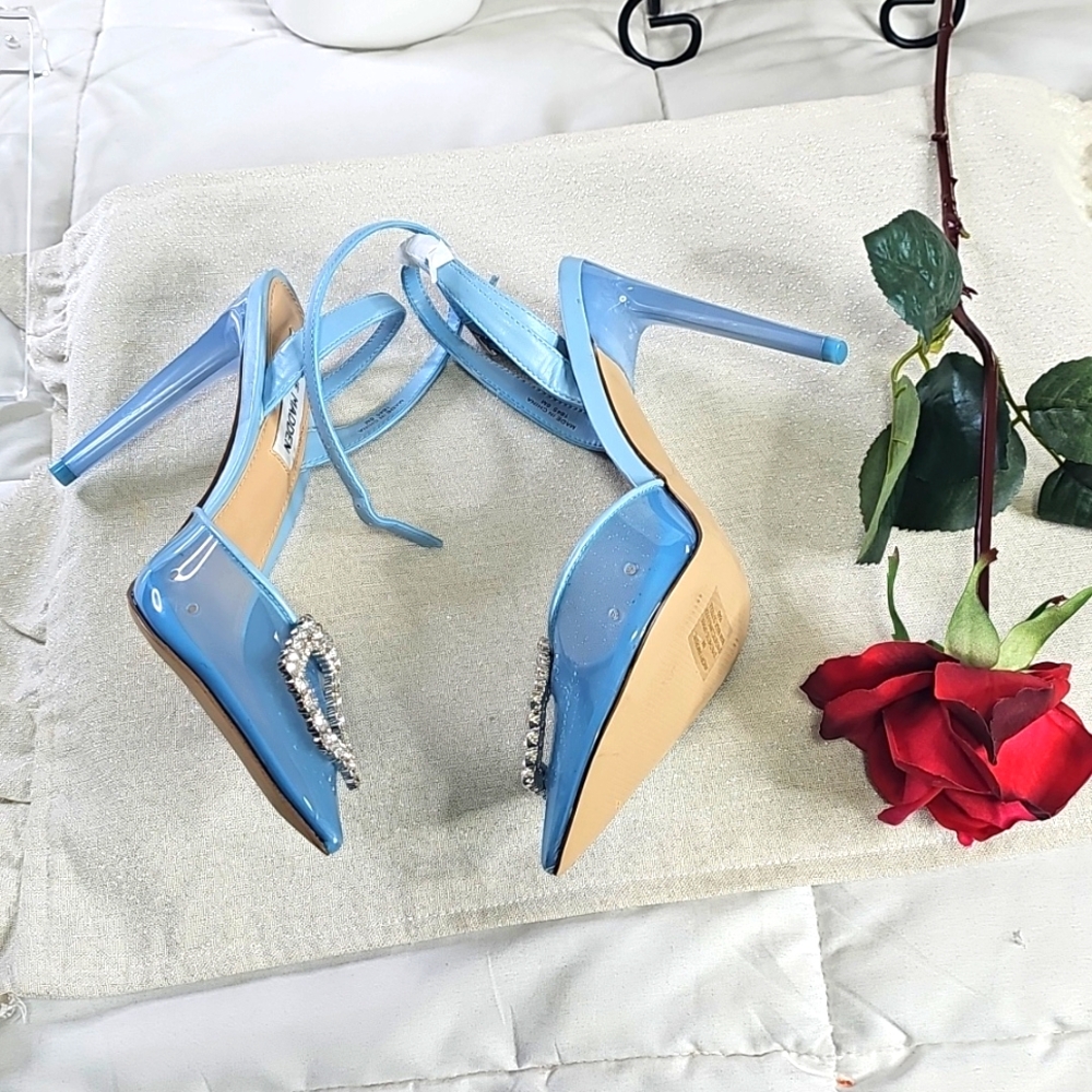 Blue Transparent Stilettos Heels Elegant Wear Office Wear Career Wedding - Picture 14 of 16